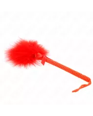 KINK - Baguette en corde de nylon avec plumes chatouillantes et noeud rouge 25 cm