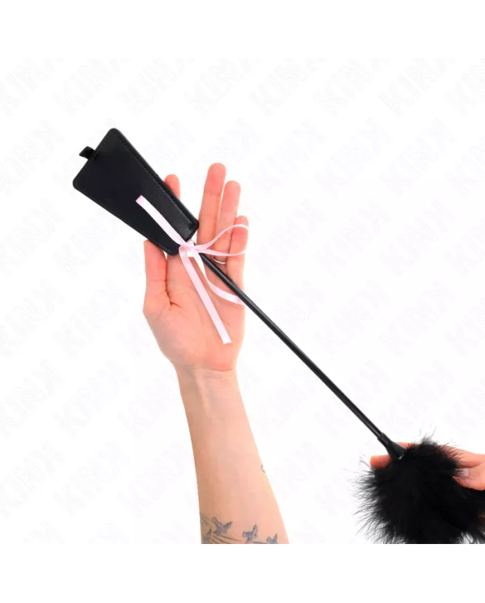 KINK - PLUMES CHACOUILLÉES AVEC NOEUD DE RUBAN ROSE 49 CM