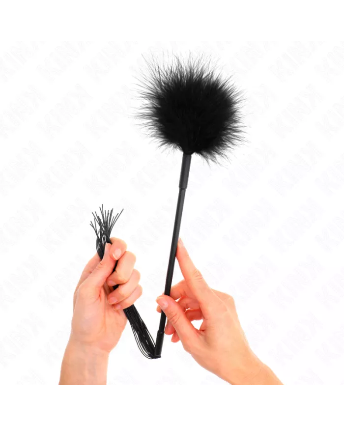 KINK - Fouet en silicone avec plumes pour chatouiller 47 cm