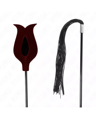 KINK - Fouet à pompon en silicone forme rose 45 cm KINK - Fouet à pompon en silicone forme rose 45 cm