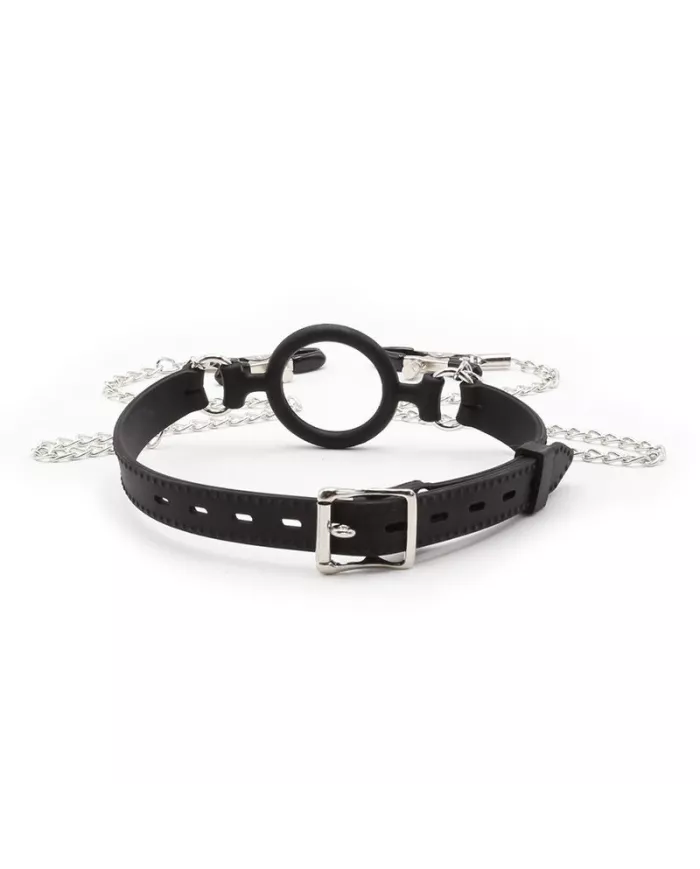 OHMAMA FETISH - RING GAG AVEC CHAÎNES ET PINCES À TÉLÉNOLS