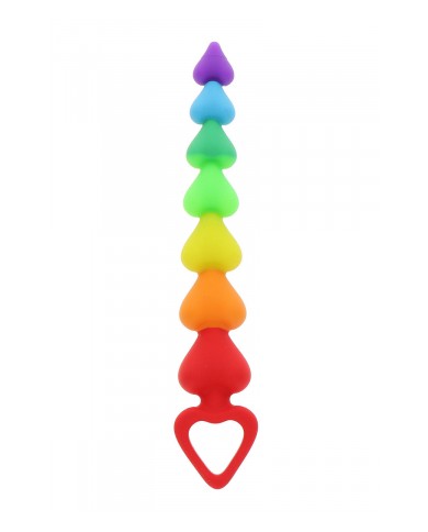 Stimulateur anal Rainbow Heart Beads - Toyjoy