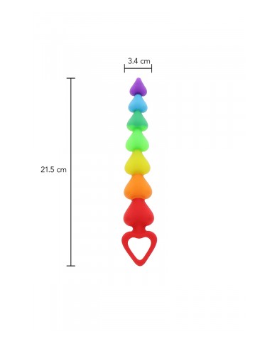 Stimulateur anal Rainbow Heart Beads - Toyjoy
