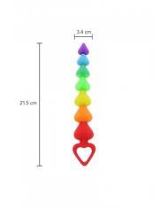 Stimulateur anal Rainbow Heart Beads - Toyjoy