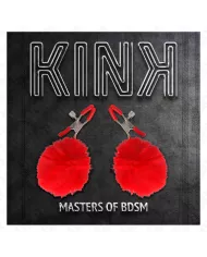 KINK - PINCE A METON BOULE FAUSSE FOURRURE ROUGE 6 CM