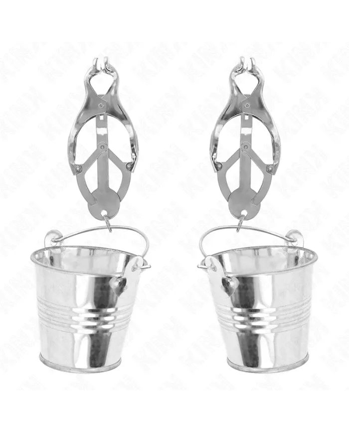 KINK - PINCES À SEINS TRÈFLE JAPONAIS AVEC SEAU ARGENT