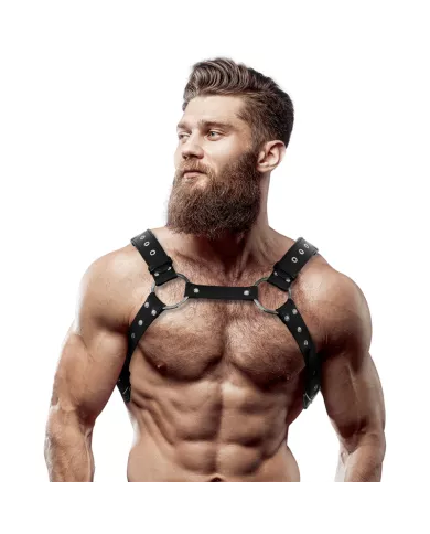 FETISH SUBMISSIVE ATTITUDE - HARNAIS DE POITRINE EN ÉCO-CUIR POUR HOMMES AVEC CLOUS FETISH SUBMISSIVE ATTITUDE - HARNAIS DE POITRINE EN ÉCO-CUIR POUR HOMMES AVEC CLOUS