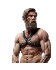 FETISH SUBMISSIVE ATTITUDE - HARNAIS DE POITRINE RÉGLABLE EN ÉCO-CUIR POUR HOMMES AVEC CROIX BULLDOG