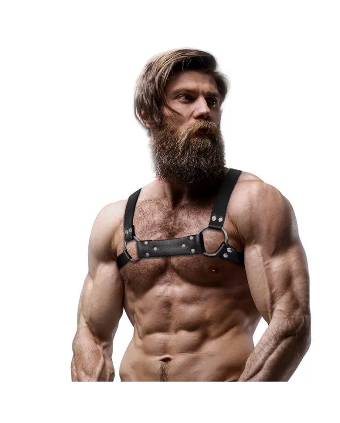 FETISH SUBMISSIVE ATTITUDE - HARNAIS DE POITRINE BULLDOG EN CUIR ÉCOLOGIQUE POUR HOMMES TAILLE M/L FETISH SUBMISSIVE ATTITUDE - HARNAIS DE POITRINE BULLDOG EN CUIR ÉCOLOGIQUE POUR HOMMES TAILLE M/L