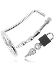 METAL HARD - ANNEAU DE TESTICULE AVEC BOUCHON DE CHASTETÉ URÉTRAL