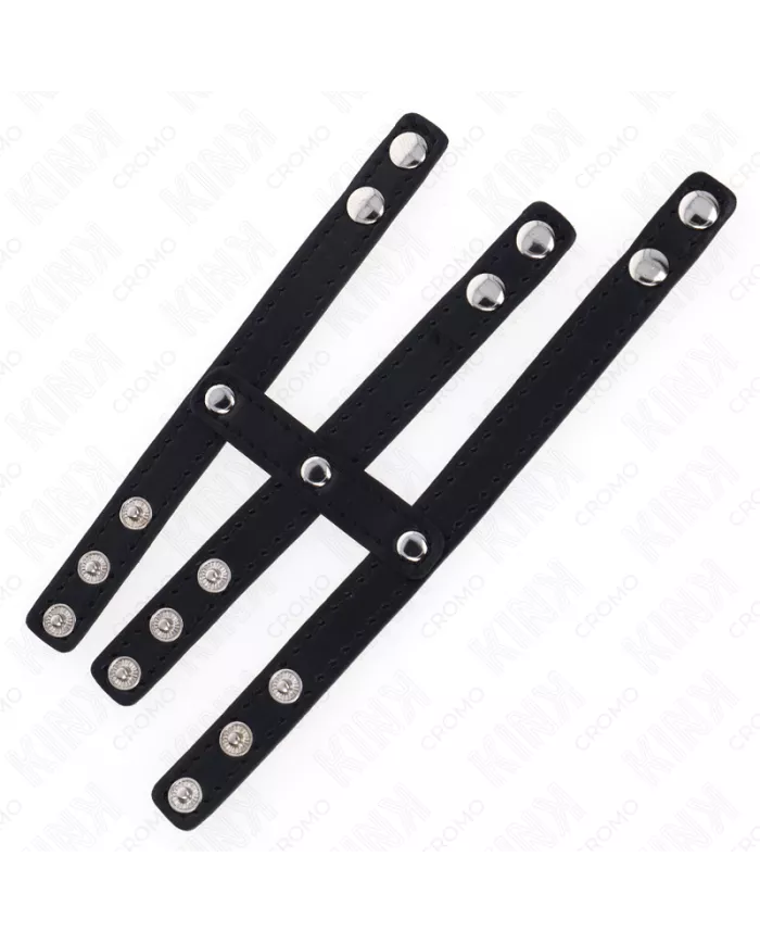 KINK - ANNEAU PÉNIS EN CUIR TRIPLE AVEC FERMETURE À PRESSION