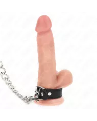 KINK - ANNEAU PÉNIS EN CUIR AVEC SANGLE 21,5 X 2 CM ET CHAÎNE EN MÉTAL 60 CM
