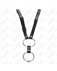 KINK - DOUBLE ANNEAU PÉNIS EN MÉTAL 3,8 CM À 5 CM AVEC CEINTURE EN CUIR 112 CM