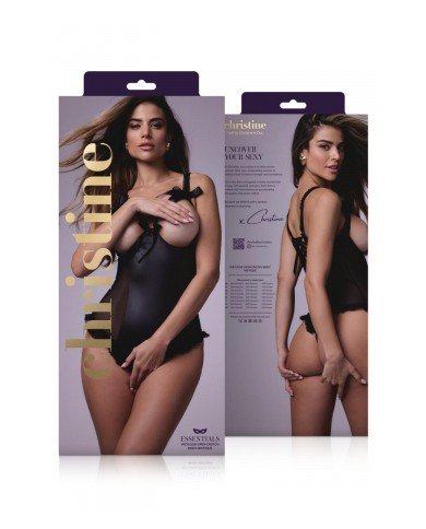 Body wetlook ouvert noir Mistique - Christine