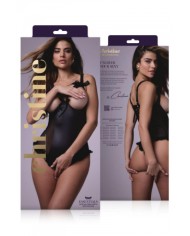 Body wetlook ouvert noir Mistique - Christine