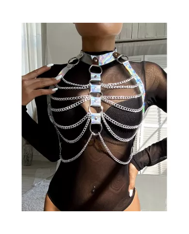 SUBBLIME - 953737 HARNAIS DE POITRINE AVEC ANNEAUX ET CHAÃŽNES ARGENT TAILLE UNIQUE SUBBLIME - 953737 HARNAIS DE POITRINE AVEC ANNEAUX ET CHAÃŽNES ARGENT TAILLE UNIQUE