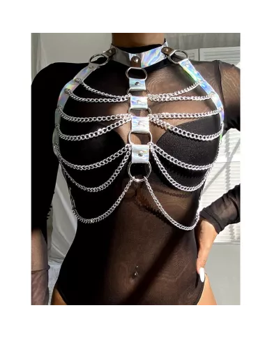 SUBBLIME - 953737 HARNAIS DE POITRINE AVEC ANNEAUX ET CHAÃŽNES ARGENT TAILLE UNIQUE SUBBLIME - 953737 HARNAIS DE POITRINE AVEC ANNEAUX ET CHAÃŽNES ARGENT TAILLE UNIQUE