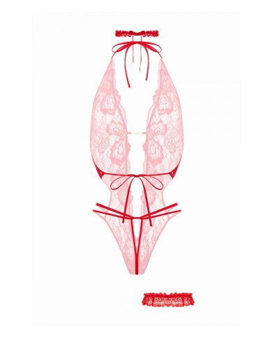 Ensemble body ouvert Renee rouge - Christine