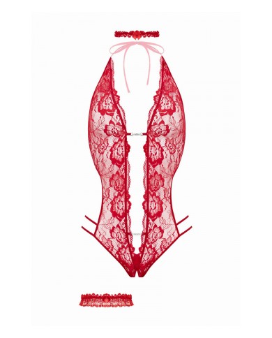Ensemble body ouvert Renee rouge - Christine
