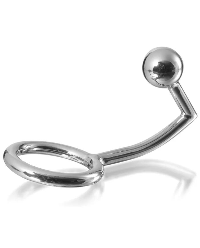 METAL HARD - ANNEAU COCK RING AVEC CROCHET INTRUS ANAL 45MM