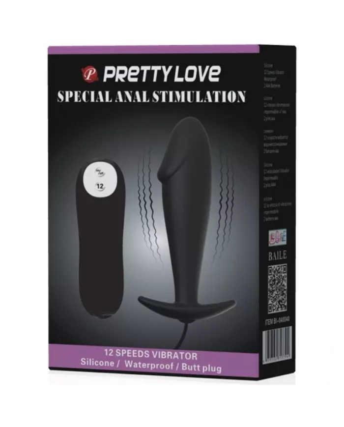 PRETTY LOVE - PLUG ANAL EN SILICONE FORME PÉNIS ET 12 MODES DE VIBRATION NOIR PRETTY LOVE - PLUG ANAL EN SILICONE FORME PÉNIS ET 12 MODES DE VIBRATION NOIR