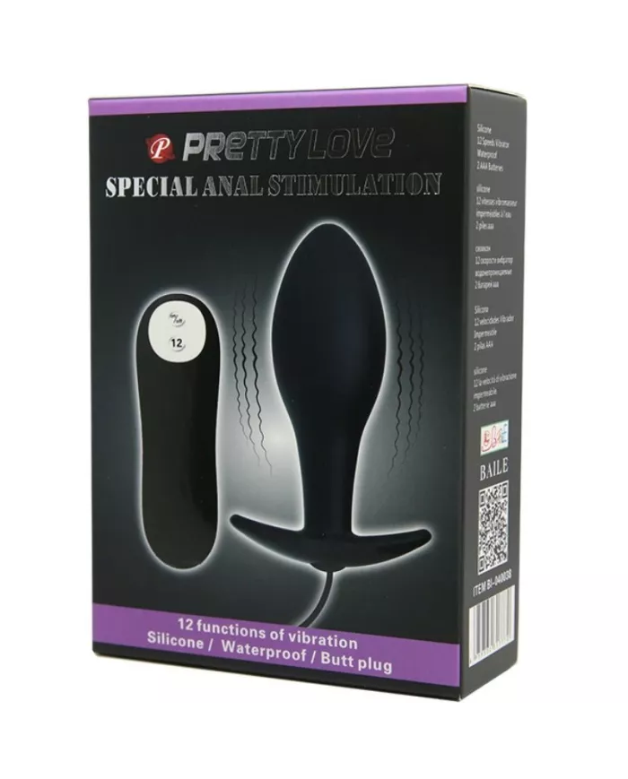 PRETTY LOVE - PLUG ANAL FORME DANCRE SILICONE 12 MODES DE VIBRATION NOIR PRETTY LOVE - PLUG ANAL FORME DANCRE SILICONE 12 MODES DE VIBRATION NOIR