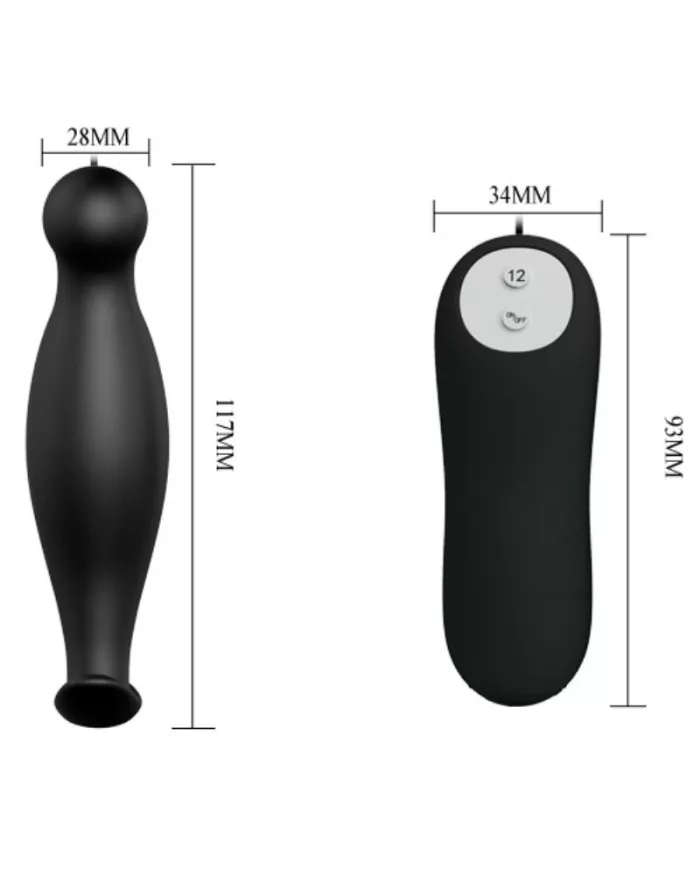 PRETTY LOVE - PLUG ANAL EN SILICONE 12 MODES DE VIBRATION NOIR