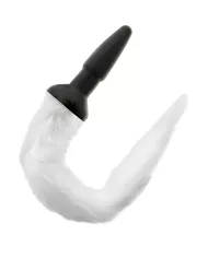 DARKNESS - PLUG ANAL EN SILICONE AVEC QUEUE BLANCHE DARKNESS - PLUG ANAL EN SILICONE AVEC QUEUE BLANCHE