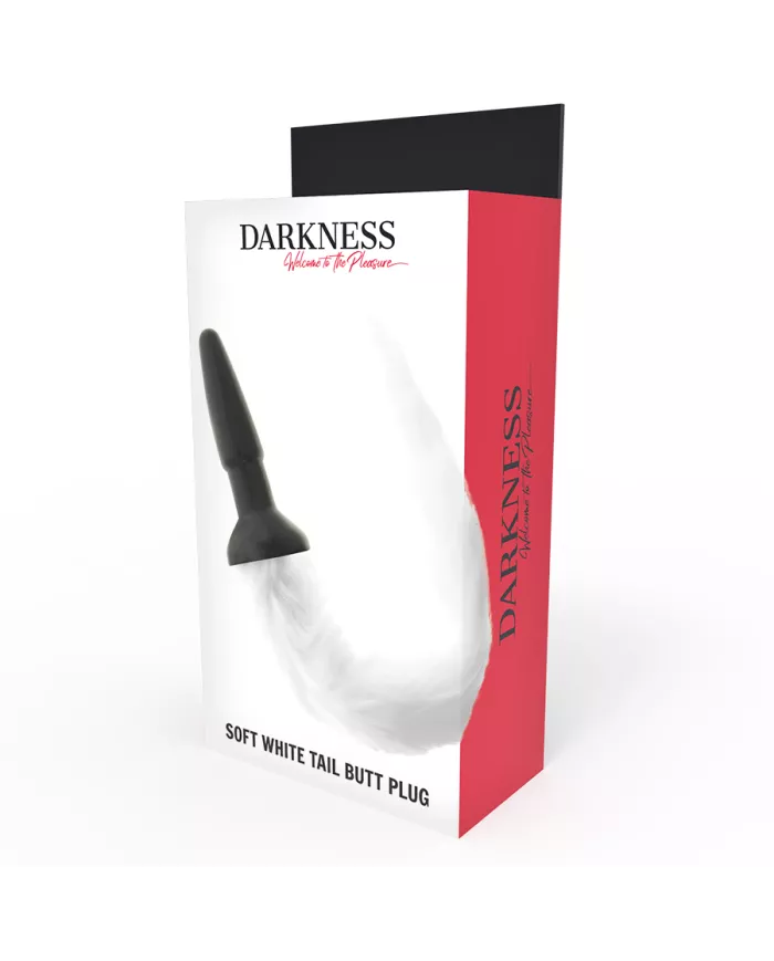DARKNESS - PLUG ANAL EN SILICONE AVEC QUEUE BLANCHE DARKNESS - PLUG ANAL EN SILICONE AVEC QUEUE BLANCHE