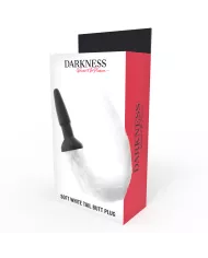 DARKNESS - PLUG ANAL EN SILICONE AVEC QUEUE BLANCHE DARKNESS - PLUG ANAL EN SILICONE AVEC QUEUE BLANCHE