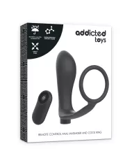ADDICTED TOYS - ANNEAU PÉNIS AVEC TÉLÉCOMMANDE PLUG ANAL NOIR RECHARGEABLE