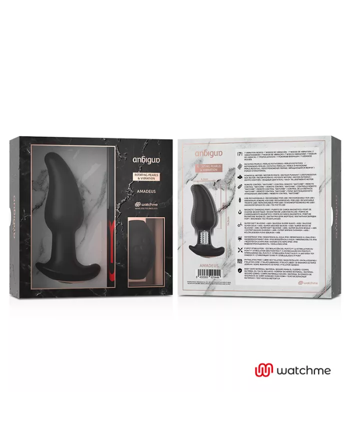 ANBIGUO - VIBRATEUR ANAL PLUG TÉLÉCOMMANDE WATCHME AVEC ROTATION DES PERLES AMADEUS