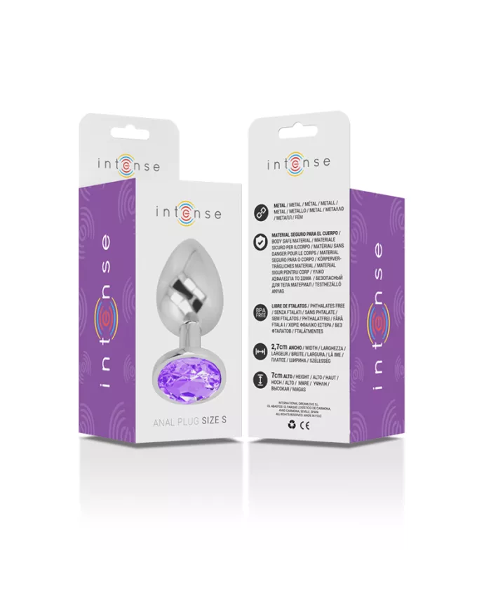 INTENSE - PLUG ANAL EN MÉTAL ALUMINIUM AVEC CRISTAL VIOLET TAILLE S