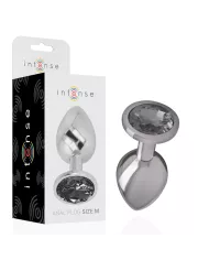 INTENSE - PLUG ANAL EN MÉTAL ALUMINIUM AVEC VERRE NOIR TAILLE M