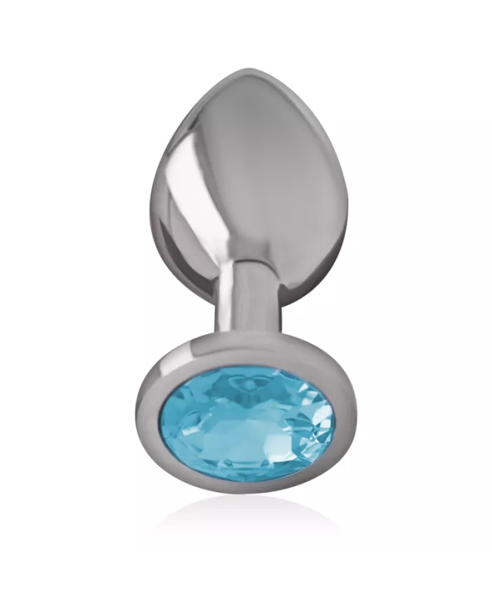 INTENSE - PLUG ANAL EN MÉTAL ALUMINIUM AVEC CRISTAL BLEU TAILLE S