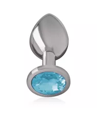 INTENSE - PLUG ANAL EN MÉTAL ALUMINIUM AVEC CRISTAL BLEU TAILLE S