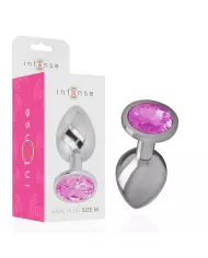 INTENSE - PLUG ANAL EN MÉTAL ALUMINIUM AVEC CRISTAL ROSE TAILLE M