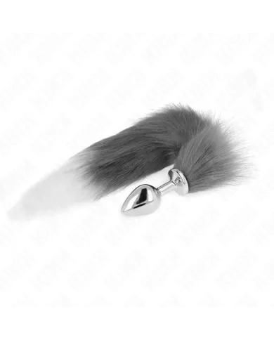 KINK - PLUG ANAL TAILLE M 8 X 3,5 CM AVEC QUEUE SYNTHÉTIQUE 40 CM GRIS ET BLANC KINK - PLUG ANAL TAILLE M 8 X 3,5 CM AVEC QUEUE SYNTHÉTIQUE 40 CM GRIS ET BLANC