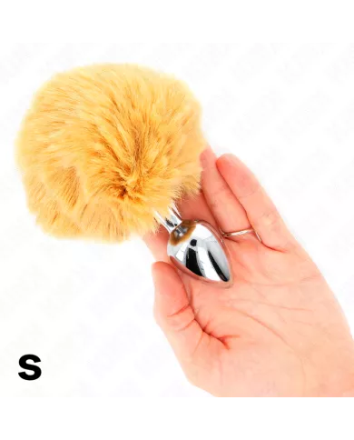 KINK - BOUCHON EN ACIER INOXYDABLE 7 x 3 CM AVEC QUEUE DE LAPIN EN FAUSSE FOURRURE BEIGE 8 CM KINK - BOUCHON EN ACIER INOXYDABLE 7 x 3 CM AVEC QUEUE DE LAPIN EN FAUSSE FOURRURE BEIGE 8 CM