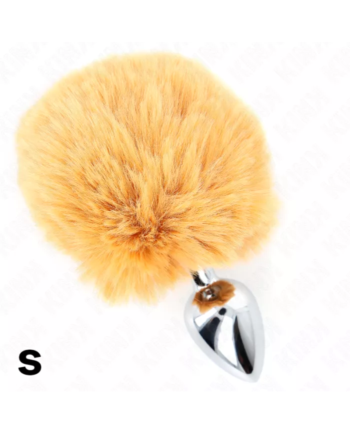 KINK - BOUCHON EN ACIER INOXYDABLE 7 x 3 CM AVEC QUEUE DE LAPIN EN FAUSSE FOURRURE BEIGE 8 CM