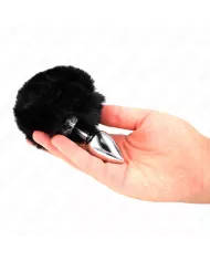 KINK - BOUCHON EN ACIER INOXYDABLE 7 x 3 CM AVEC QUEUE DE LAPIN EN FAUSSE FOURRURE NOIRE 8 CM