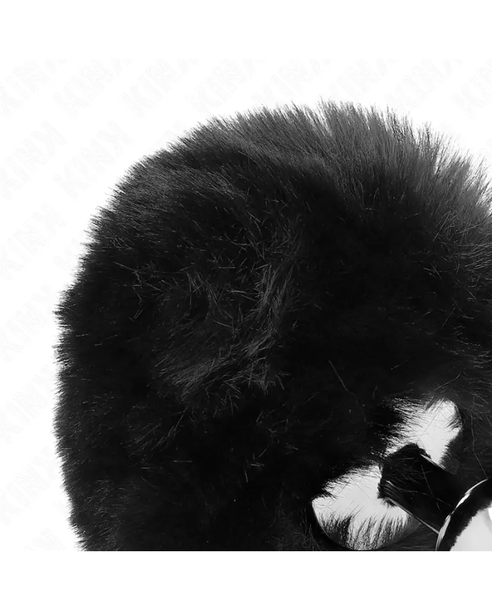 KINK - BOUCHON EN ACIER INOXYDABLE 7 x 3 CM AVEC QUEUE DE LAPIN EN FAUSSE FOURRURE NOIRE 8 CM