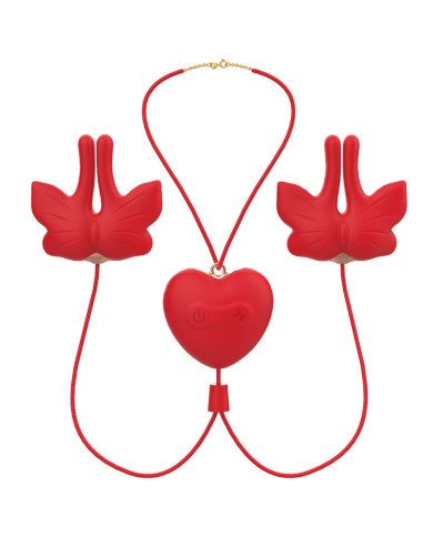 ARMONY - PINCES À TÉTONS MAGNÉTIQUES À VIBRATION FORME PAPILLON ROUGES