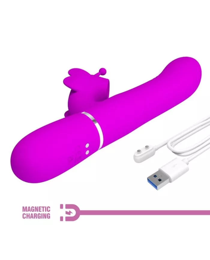 PRETTY LOVE - VIBRATEUR MULTIFONCTION LAPIN 4 EN 1 PAPILLON FUCHSIA