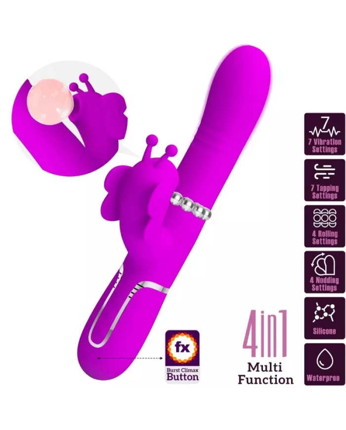 PRETTY LOVE - VIBRATEUR MULTIFONCTION LAPIN 4 EN 1 PAPILLON FUCHSIA