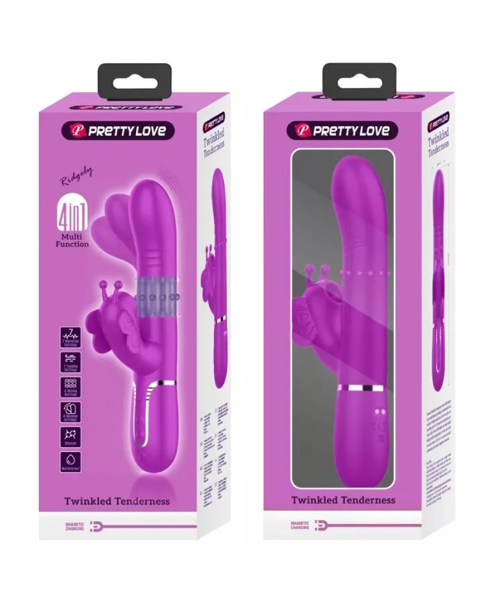 PRETTY LOVE - VIBRATEUR MULTIFONCTION LAPIN 4 EN 1 PAPILLON FUCHSIA