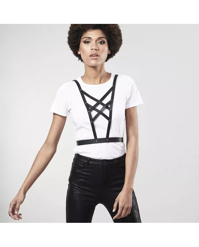 BIJOUX - INDISCRETS MAZE HARNAIS CROISÉ AVEC COLLIER NOIR BIJOUX - INDISCRETS MAZE HARNAIS CROISÉ AVEC COLLIER NOIR