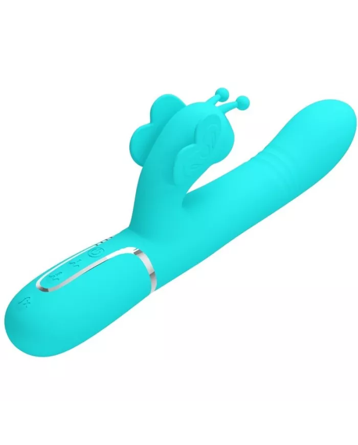 PRETTY LOVE - VIBRATEUR MULTIFONCTION LAPIN 4 EN 1 PAPILLON AQUA VERT