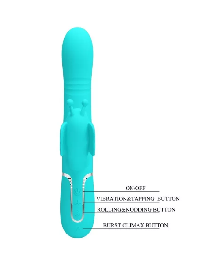 PRETTY LOVE - VIBRATEUR MULTIFONCTION LAPIN 4 EN 1 PAPILLON AQUA VERT