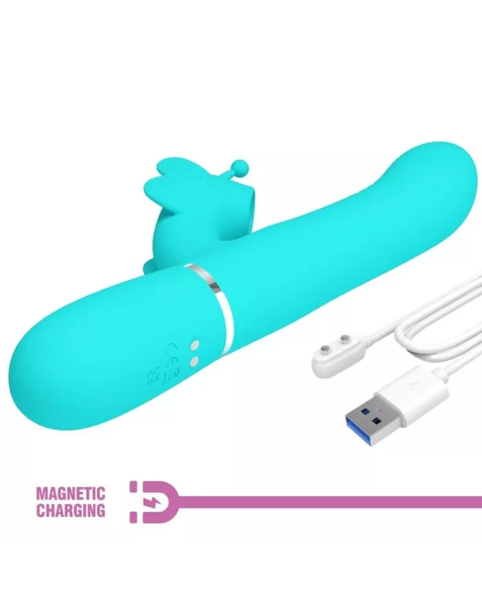 PRETTY LOVE - VIBRATEUR MULTIFONCTION LAPIN 4 EN 1 PAPILLON AQUA VERT